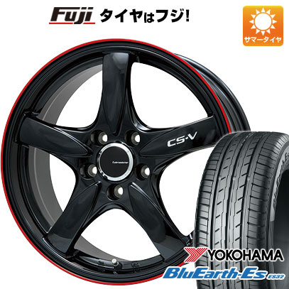 【新品国産車用5穴100】 夏タイヤ ホイール4本セット 225/60R17 ヨコハマ ブルーアース ES32 レアマイスター CS-V(グロスブラック/レッドリム) 17インチ(送料無料) 66,935円