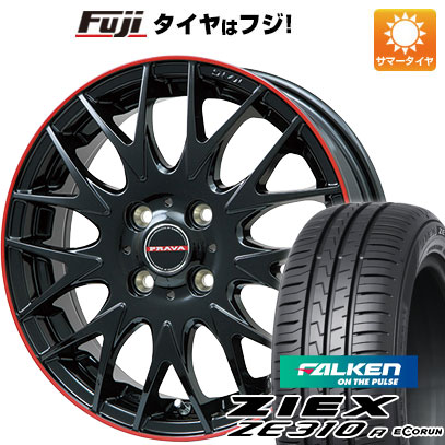 【新品国産車用4穴100】 夏タイヤ ホイール4本セット 185/55R15 ファルケン ジークス ZE310R エコラン(限定) ビッグウエイ レイシーン プラバ9MJrII グロスブラック/レッドリム 6J 15インチ(送料無料)