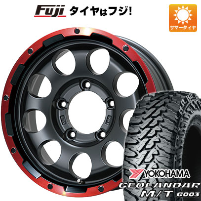 【新品】ジムニーシエラ/ジムニーノマド 夏タイヤ ホイール4本セット 215/75R15 ヨコハマ ジオランダー M/T G003 レアマイスター LMG CS-9 マットブラック/レッドリム 5.5J 15インチ(送料無料)