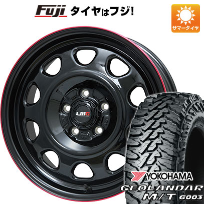 【新品】デリカD5 夏タイヤ ホイール4本セット 225/70R16 ヨコハマ ジオランダー M/T G003 レアマイスター LMG OFF-STYLE(グロスブラック/レッドリム) 7J 16インチ(送料無料)