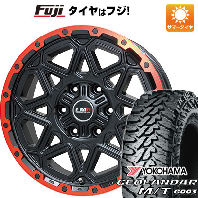 【新品国産車用6穴139.7】 夏タイヤ ホイール4本セット 275/70R17 ヨコハマ ジオランダー M/T G003 レアマイスター LMG モンタグナ(マットブラック/レッドリム) 7.5J 17インチ(送料無料)｜フジコーポレーション