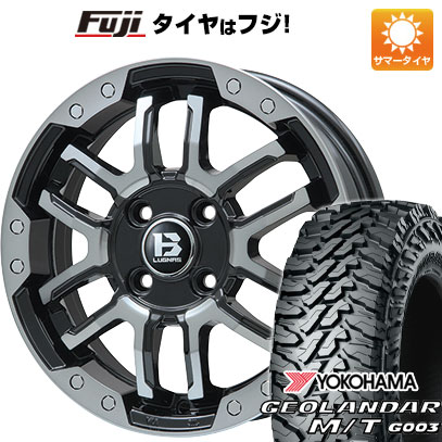 【新品 軽自動車】軽トラ 軽バン 夏タイヤ ホイール4本セット 145/80R12 80/78N ヨコハマ ジオランダー M/T G003 ビッグウエイ B-LUGNAS FRD(ブラックポリッシュ/ブラッククリア) 4J 12インチ(送料無料)