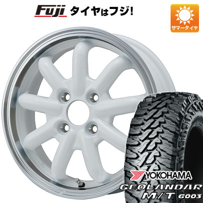 【新品 軽自動車】軽トラ 軽バン 夏タイヤ ホイール4本セット 145/80R12 80/78N ヨコハマ ジオランダー M/T G003 ブランドルライン ストレンジャーKST-9改 ホワイト/リムポリッシュ 3.5J 12インチ(送料無料)|フジコーポレーション