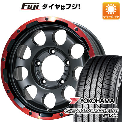 【新品】ジムニーシエラ/ジムニーノマド 夏タイヤ ホイール4本セット 215/70R16 ヨコハマ ジオランダー CV G058 レアマイスター LMG CS-9 マットブラック/レッドリム 5.5J 16インチ(送料無料)