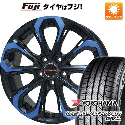 【新品国産車用5穴114.3】 夏タイヤ ホイール4本セット 225/60R18 ヨコハマ ジオランダー CV G058 ビッグウエイ レイシーン プラバ5X(ブルークリア) 7J 18インチ(送料無料)