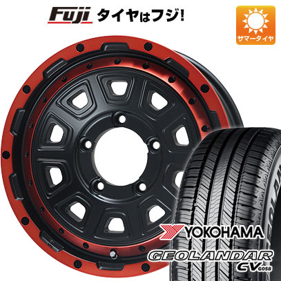 【新品】ジムニー 夏タイヤ ホイール4本セット 175/80R16 ヨコハマ ジオランダー CV G058 レアマイスター LMG DS-10 マットブラック/レッドリム 5.5J 16インチ(送料無料)