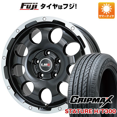 【新品国産車用5穴114.3】 夏タイヤ ホイール4本セット 225/55R18 グリップマックス スタチャー H/T300 BSW(限定) レアマイスター LMG CS-9 ブラック/ブラッククリアリム 7.5J 18インチ(送料無料)|フジコーポレーション