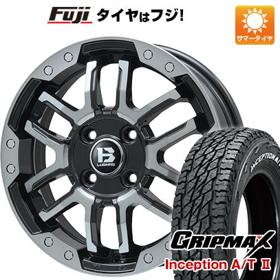 【新品 軽自動車】軽トラ 軽バン 夏タイヤ ホイール4本セット 145R12C 80/78N グリップマックス インセプション A/TII RWL(限定) ビッグウエイ B-LUGNAS FRD(ブラックポリッシュ/ブラッククリア) 4J 12インチ(送料無料)