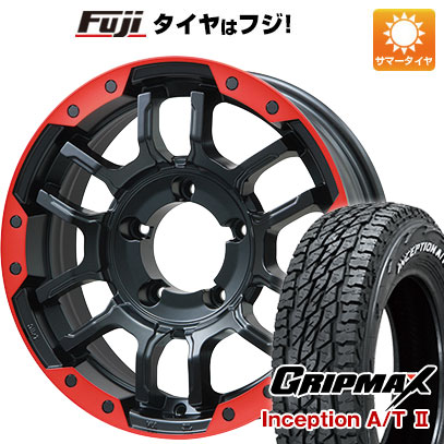 【新品】ジムニー 夏タイヤ ホイール4本セット 175/80R16 グリップマックス インセプション A/TII RWL(限定) ビッグウエイ B-LUGNAS FRD(マットブラック/レッドリム) 5.5J 16インチ(送料無料)