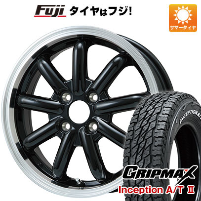【新品 軽自動車】軽トラ 軽バン 夏タイヤ ホイール4本セット 145R12C 80/78N グリップマックス インセプション A/TII RWL(限定) ブランドルライン ストレンジャーKST-9改 ブラック/リムポリッシュ 3.5J 12インチ(送料無料)