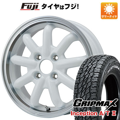 【新品 軽自動車】軽トラ 軽バン 夏タイヤ ホイール4本セット 145R12C 80/78N グリップマックス インセプション A/TII RWL(限定) ブランドルライン ストレンジャーKST-9改 ホワイト/リムポリッシュ 3.5J 12インチ(送料無料)