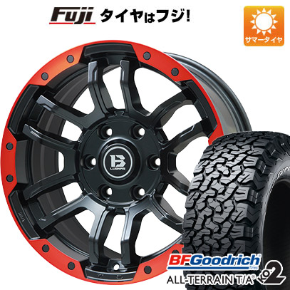 【新品国産車用6穴139.7】 夏タイヤ ホイール4本セット 35X12.5R17 BFグッドリッチ オールテレーンT/A KO2 RWL/RBL ビッグウエイ B-LUGNAS FRD(マットブラック/レッドリム) 8J 17インチ(送料無料)｜フジコーポレーション