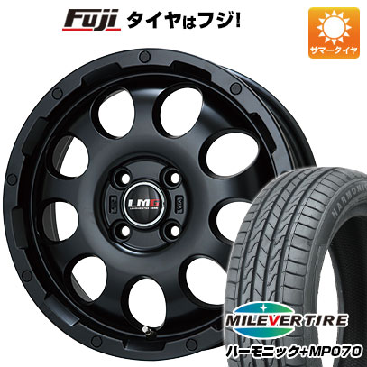 【新品 軽自動車】N-BOX タント スペーシア 夏タイヤ ホイール4本セット 165/55R15 ミレバー ハーモニック プラス MP070(限定) レアマイスター LMG CS-9 マットブラック 4.5J 15インチ(送料無料)