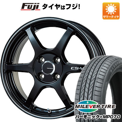 【新品 軽自動車】N-BOX タント スペーシア 夏タイヤ ホイール4本セット 165/55R15 ミレバー ハーモニック プラス MP070(限定) レアマイスター CS-V6(グロスブラック/ラインポリッシュ) 5J 15インチ(送料無料)