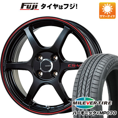 【新品 軽自動車】N-BOX タント スペーシア 夏タイヤ ホイール4本セット 165/55R15 ミレバー ハーモニック プラス MP070(限定) レアマイスター CS-V6(グロスブラック/レッドライン) 5J 15インチ(送料無料)