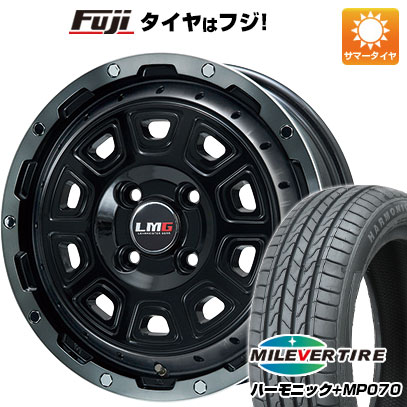 【新品 軽自動車】N-BOX タント スペーシア 夏タイヤ ホイール4本セット 165/55R15 ミレバー ハーモニック プラス MP070(限定) レアマイスター LMG DS-10 ブラック/ブラッククリアリム 4.5J 15インチ(送料無料)