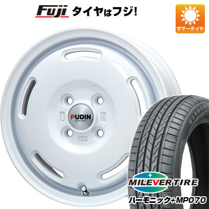 【新品 軽自動車】N-BOX タント スペーシア 夏タイヤ ホイール4本セット 165/55R15 ミレバー ハーモニック プラス MP070(限定) プレミックス プディン(ホワイト) 4.5J 15インチ(送料無料)