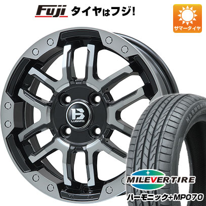 【新品 軽自動車】N-BOX タント スペーシア 夏タイヤ ホイール4本セット 165/55R15 ミレバー ハーモニック プラス MP070(限定) ビッグウエイ B-LUGNAS FRD(ブラックポリッシュ/ブラッククリア) 4.5J 15インチ(送料無料)｜フジコーポレーション