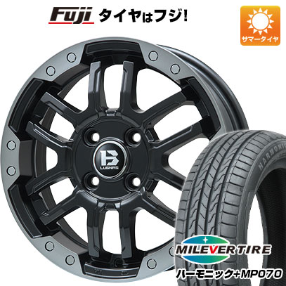 【新品 軽自動車】N-BOX タント スペーシア 夏タイヤ ホイール4本セット 165/55R15 ミレバー ハーモニック プラス MP070(限定) ビッグウエイ B-LUGNAS FRD(マットブラック/ブラッククリアリム) 4.5J 15インチ(送料無料)