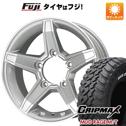 【新品】ジムニーシエラ/ジムニーノマド 夏タイヤ ホイール4本セット 195/80R15 96 Q グリップマックス マッドレイジM/T RWL(限定2024年製) プレミックス エステラ(シルバー/リムポリッシュ) 5.5J 15インチ(送料無料)