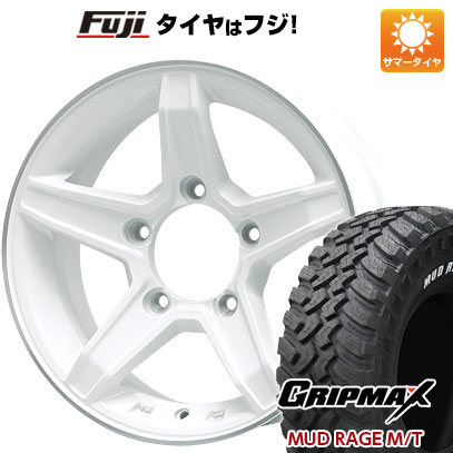 【新品】ジムニーシエラ/ジムニーノマド 夏タイヤ ホイール4本セット 195/80R15 96 Q グリップマックス マッドレイジM/T RWL(限定2024年製) プレミックス エステラ(ホワイト/リムポリッシュ) 5.5J 15インチ(送料無料)