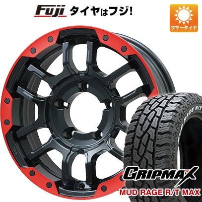 【新品】ジムニー 夏タイヤ ホイール4本セット 195R16C 104/102Q グリップマックス マッドレイジR/T MAX RWL(限定) ビッグウエイ B-LUGNAS FRD(マットブラック/レッドリム) 5.5J 16インチ(送料無料)