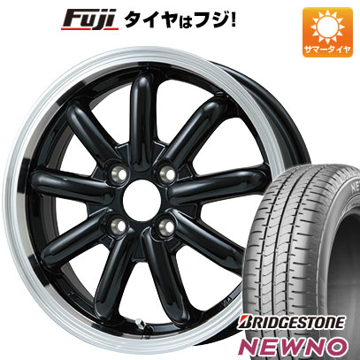 【新品 軽自動車】N-BOX タント スペーシア 夏タイヤ ホイール4本セット 155/65R14 ブリヂストン ニューノ(限定) ブランドルライン ストレンジャーKST-9改 ブラック/リムポリッシュ 14インチ(送料無料) サマータイヤ|フジコーポレーション