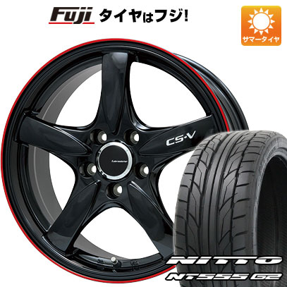 【パンク保証付き】【新品国産車用5穴100】 夏タイヤ ホイール4本セット 215/40R18 ニットー NT555 G2 レアマイスター CS-V(グロスブラック/レッドリム) 8J 18インチ(送料無料)|フジコーポレーション