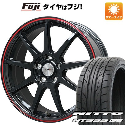 【パンク保証付き】【新品国産車用5穴114.3】 夏タイヤ ホイール4本セット 215/40R18 ニットー NT555 G2 レアマイスター LMスポーツ LM-QR グロスブラック/レッドライン 7.5J 18インチ(送料無料)｜フジコーポレーション 95,205円