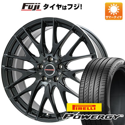 【新品国産車用5穴100】 夏タイヤ ホイール4本セット 245/45R19 ピレリ パワジー ビッグウエイ レイシーン プラバ9M(グロスブラック/リムポリッシュ) 8J 19インチ(送料無料)