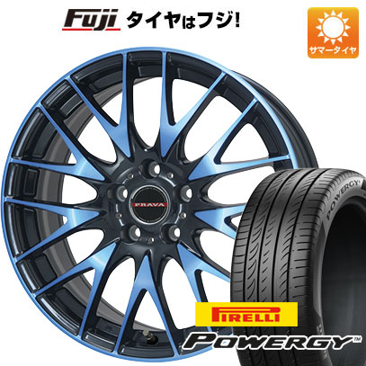 【新品国産車用5穴114.3】 夏タイヤ ホイール4本セット 235/60R18 ピレリ パワジー ビッグウエイ レイシーン プラバ9M(ブルークリア) 7.5J 18インチ(送料無料)