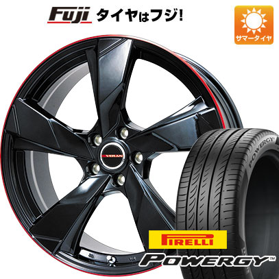 【新品国産車用5穴114.3】 夏タイヤ ホイール4本セット 235/55R18 ピレリ パワジー プレミックス ヴェランV(グロスブラック/レッドリム) 7J 18インチ(送料無料)