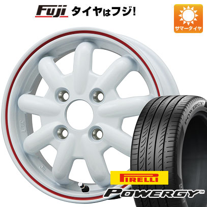 【新品 軽自動車】N-BOX タント スペーシア 夏タイヤ ホイール4本セット 165/55R15 ピレリ パワジー ブランドルライン ストレンジャーKST-9改 ホワイト/レッドライン 4.5J 15インチ(送料無料)