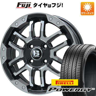 【新品 軽自動車】N-BOX タント スペーシア 夏タイヤ ホイール4本セット 165/55R15 ピレリ パワジー ビッグウエイ B-LUGNAS FRD(ブラックポリッシュ/ブラッククリア) 4.5J 15インチ(送料無料)