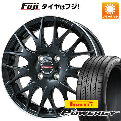 【新品国産車用4穴100】 夏タイヤ ホイール4本セット 185/60R15 ピレリ パワジー ビッグウエイ レイシーン プラバ9MJrII グロスブラック/リムポリッシュ 6J 15インチ(送料無料)