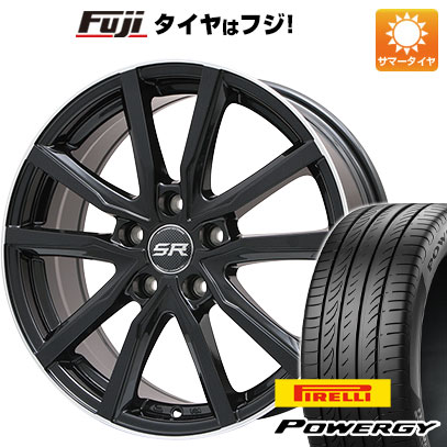 【新品国産車用5穴100】 夏タイヤ ホイール4本セット 225/40R18 ピレリ パワジー エルベ Vスポーク パールブラックリムポリッシュ 7.5J 18インチ(送料無料)