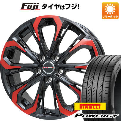 【新品国産車用5穴114.3】 夏タイヤ ホイール4本セット 245/35R20 ピレリ パワジー ビッグウエイ レイシーン プラバ5X(レッドクリア) 8.5J 20インチ(送料無料)
