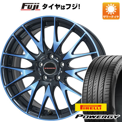 【新品国産車用5穴114.3】 夏タイヤ ホイール4本セット 225/50R18 ピレリ パワジー ビッグウエイ レイシーン プラバ9M(ブルークリア) 7.5J 18インチ(送料無料)