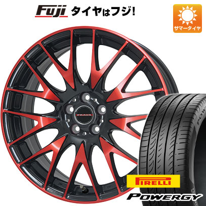【新品国産車用5穴114.3】 夏タイヤ ホイール4本セット 225/50R18 ピレリ パワジー ビッグウエイ レイシーン プラバ9M(レッドクリア) 7.5J 18インチ(送料無料)