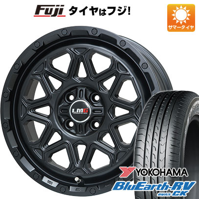 【パンク保証付き】【新品 軽自動車】ハスラー デリカミニ(4WD) 夏タイヤ ホイール4本セット 165/60R15 ヨコハマ ブルーアース RV-03CK レアマイスター LMG モンタグナ(マットブラック) 4.5J 15インチ(送料無料)