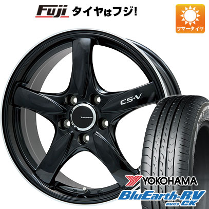 【パンク保証付き】【新品 軽自動車】N-BOX タント スペーシア 夏タイヤ ホイール4本セット 165/55R15 ヨコハマ ブルーアース RV-03CK レアマイスター CS-V(グロスブラック/リムポリッシュ) 5J 15インチ(送料無料)｜フジコーポレーション