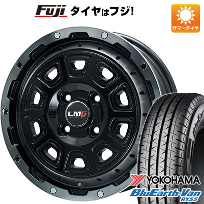 【新品 軽自動車】軽トラ 軽バン 夏タイヤ ホイール4本セット 145/80R12 80/78N ヨコハマ ブルーアース Van RY55 レアマイスター LMG DS-10 ブラック/ブラッククリアリム 4J 12インチ(送料無料)