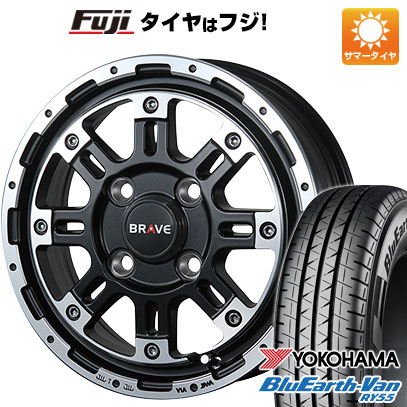 【新品 軽自動車】軽トラ 軽バン 夏タイヤ ホイール4本セット 145/80R12 80/78N ヨコハマ ブルーアース Van RY55 ブレスト バーンズテック ブレイブストリーム 4J 12インチ(送料無料)