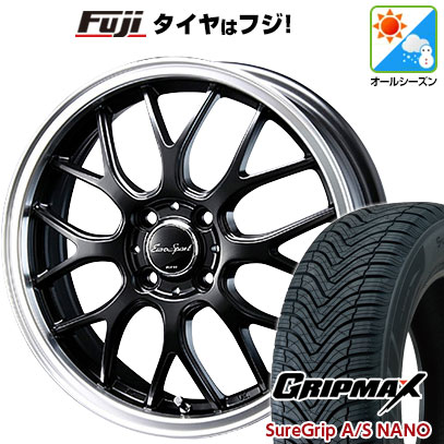 【新品 軽自動車】N-BOX タント スペーシア オールシーズンタイヤ ホイール4本セット 165/55R15 グリップマックス シュアグリップ オールシーズン ナノ(限定) ブレスト ユーロスポーツ タイプ805 セミグロスブラック 5J 15インチ(送料無料)