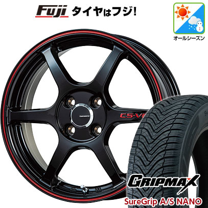 【新品 軽自動車】タフト ソリオ オールシーズンタイヤ ホイール4本セット 165/65R15 グリップマックス シュアグリップ オールシーズン ナノ(限定) レアマイスター CS-V6(グロスブラック/レッドライン) 5J 15インチ(送料無料) 43,810円