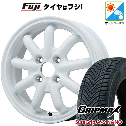 【新品 軽自動車】N-BOX タント スペーシア オールシーズンタイヤ ホイール4本セット 165/55R15 グリップマックス シュアグリップ オールシーズン ナノ(限定) ブランドルライン ストレンジャーKST-9改 ホワイト 4.5J 15インチ(送料無料)|フジコーポレーション