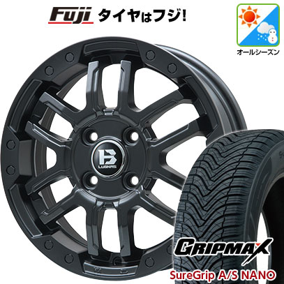 【新品 軽自動車】タフト ソリオ オールシーズンタイヤ ホイール4本セット 165/65R15 グリップマックス シュアグリップ オールシーズン ナノ(限定) ビッグウエイ B-LUGNAS FRD(マットブラック) 4.5J 15インチ(送料無料)