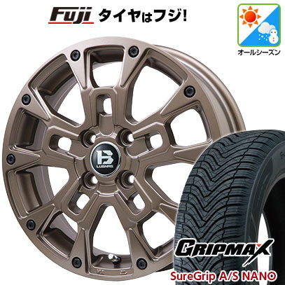 【新品 軽自動車】タフト ソリオ オールシーズンタイヤ ホイール4本セット 165/65R15 グリップマックス シュアグリップ オールシーズン ナノ(限定) ビッグウエイ B-LUGNAS BRD(マットブロンズ) 4.5J 15インチ(送料無料)