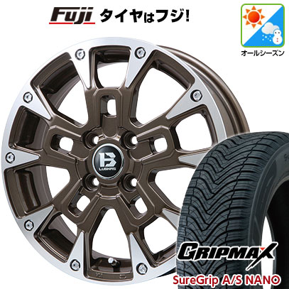 【新品 軽自動車】タフト ソリオ オールシーズンタイヤ ホイール4本セット 165/65R15 グリップマックス シュアグリップ オールシーズン ナノ(限定) ビッグウエイ B-LUGNAS BRD(ブロンズポリッシュ) 4.5J 15インチ(送料無料) 45,720円