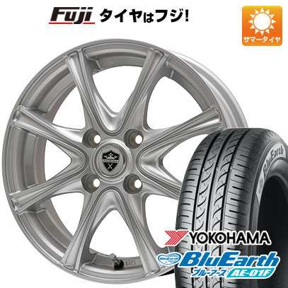 【新品国産車用4穴100】 夏タイヤ ホイール4本セット 185/70R14 ヨコハマ ブルーアース AE-01F エルベ エステローザ MZV シルバー 5J 14インチ(送料無料)